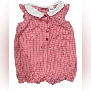 Bt Kids plaid baby girl romper with ice cream embroidery- Size 9 Months